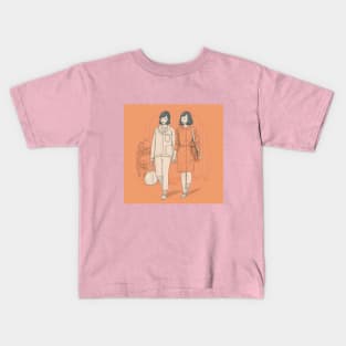 Two Asian female women walking Kids T-Shirt